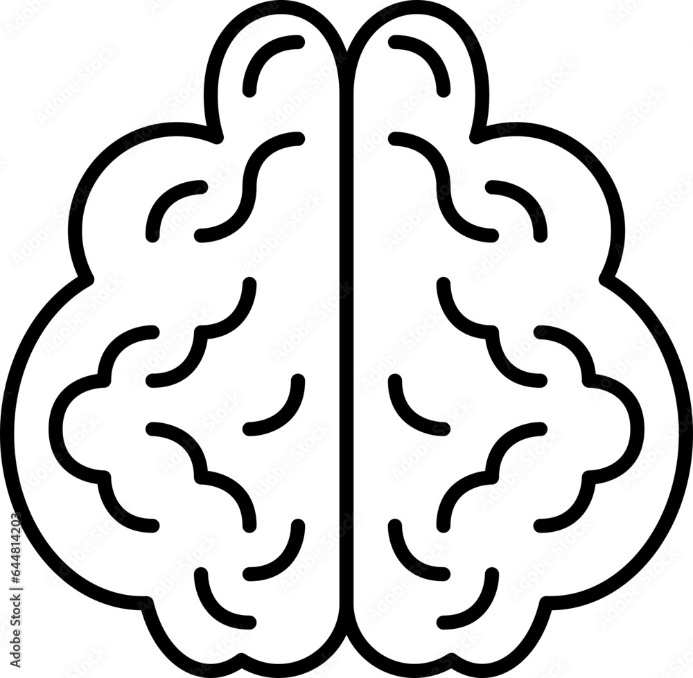 Thin Line Art Brain Flat Icon Or Symbol. Thin Line Art Brain Flat Icon Or Symbol.
