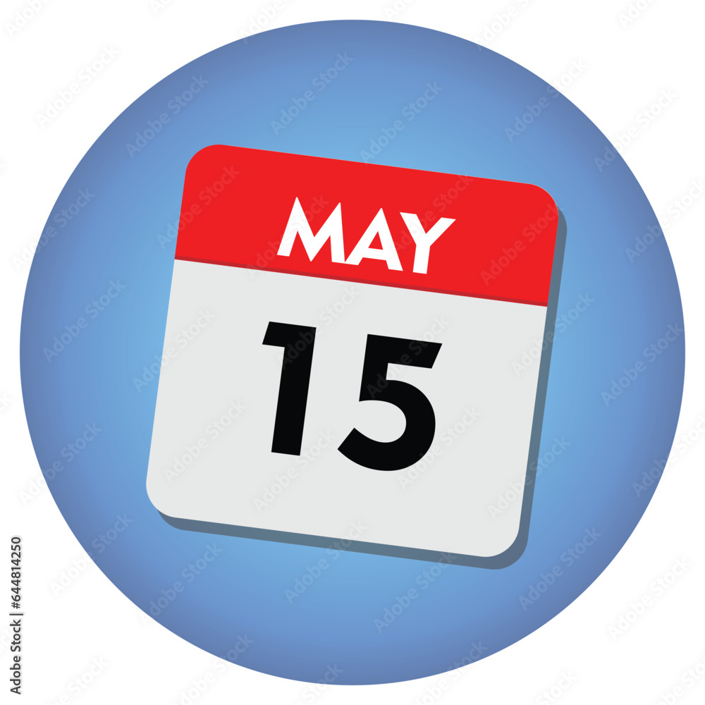 Fototapeta premium 15 may icon with white background, calender icon