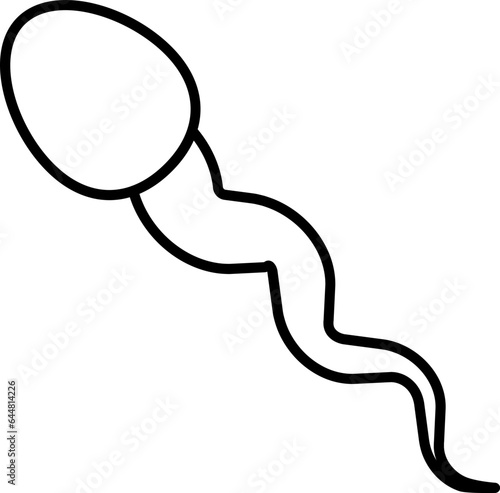 Black Outline Sperm Flat Icon Or Symbol.