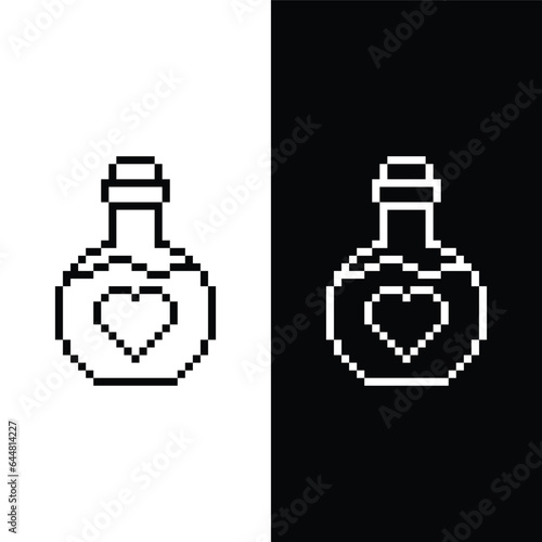 Billede på lærred pixel health love potion icon vector  element for  8 bit game heart mana sign