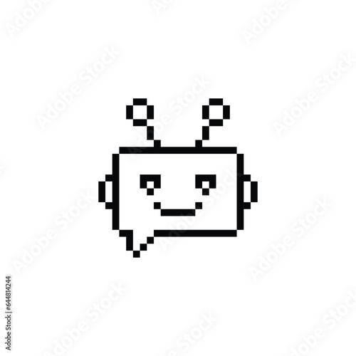   chatbot icon 8 bit, pixel art icon  for game  logo. 