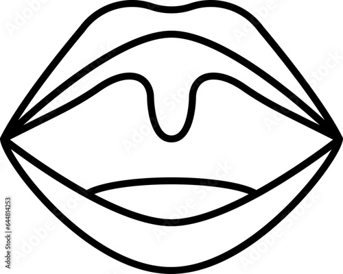 Black Line Art Tonsils Flat Icon Or Symbol.
