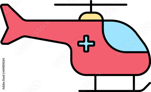 Flat Style Medical Aircraft Colorful Icon.