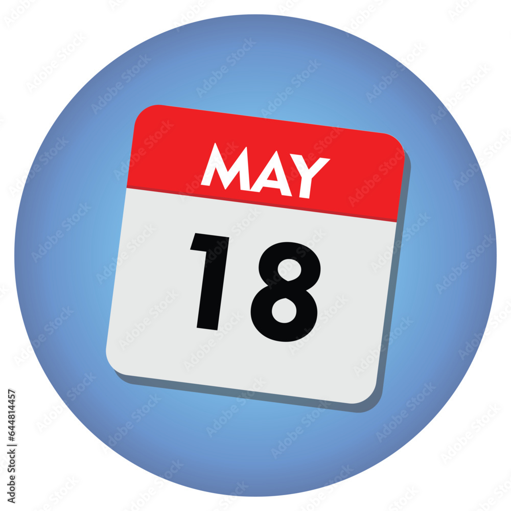 Fototapeta premium 18 may icon with white background, calender icon