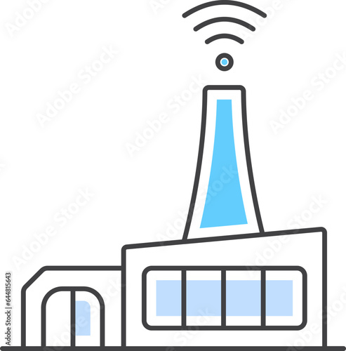 Wifi Connect Factory or Industry Icon in Blue and Black Color.