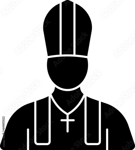 Faceless Pope Cartoon Glyph Icon.