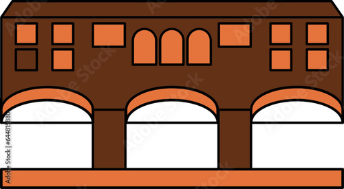 Ponte Vecchio Icon In Brown And Orange Color.