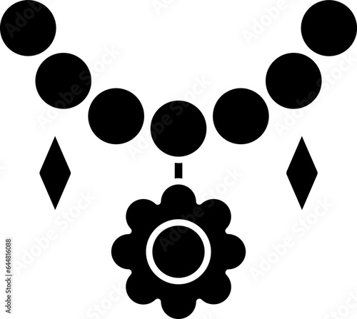 Necklace Icon Or Symbol In B&W Color.