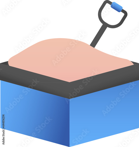 3D Sandbox Icon In Blue And Peach Color.