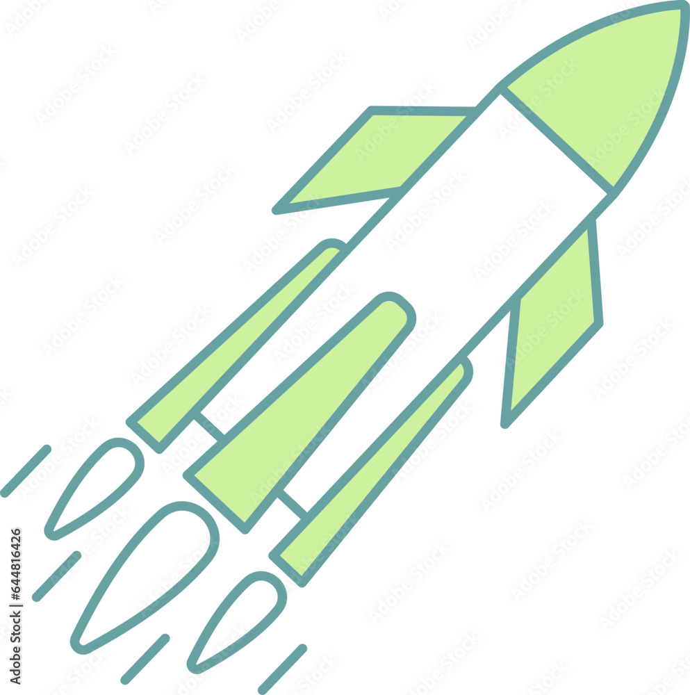 Illustration of Missile Icon in Green And White Color. Illustration of Missile Icon in Green And White Color.