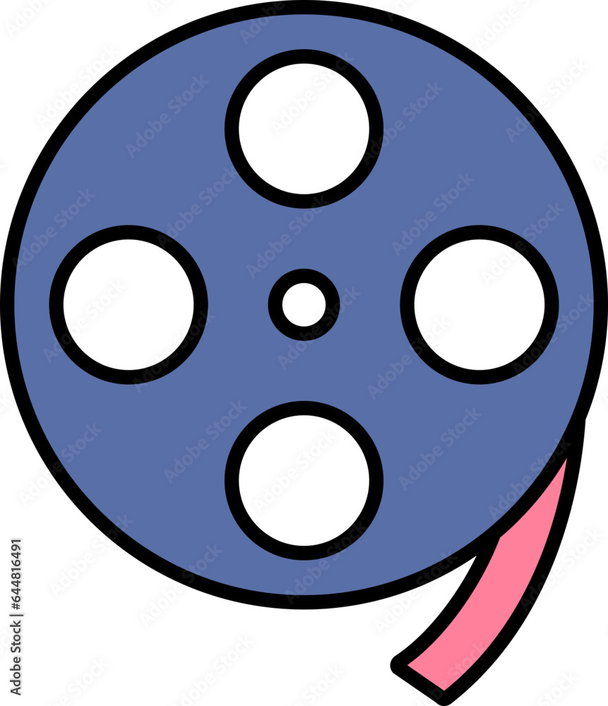 Fototapeta premium Film Reel Icon In Pink And Blue Color.