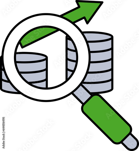 Check Or Search Money Growing Coins Graph Icon In Green And Blue Color.
