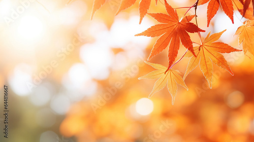 Autumn maple leaves background. AI