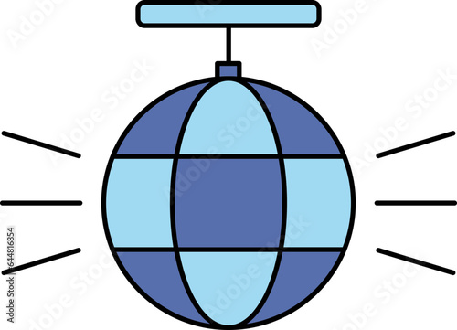 Vector Illustration Of Disco Ball In Blue Color.