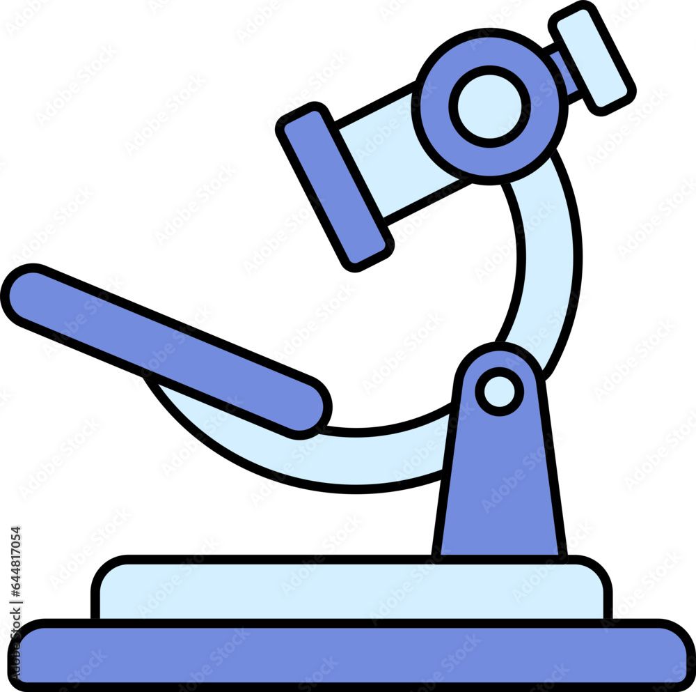 Blue Microscope Icon On White Background. Blue Microscope Icon On White Background.