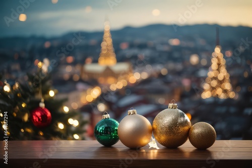 Joyful Festive Tradition: Glowing Christmas Tree Decoration in Night Lights