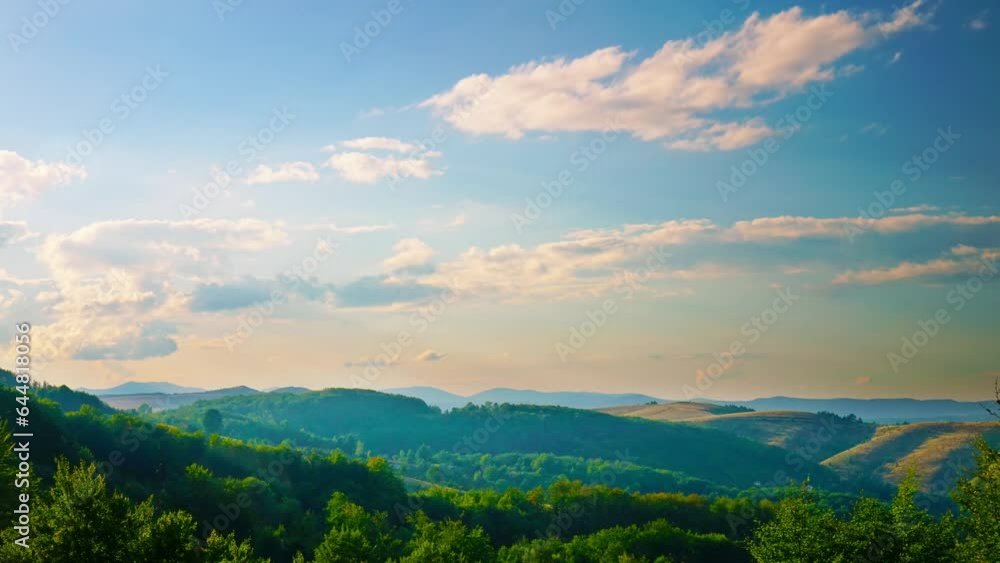Nature landscape cumulus clouds rolling over hills and mountains time-lapse Nature landscape cumulus clouds rolling over hills and mountains time-lapse