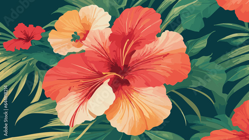 Beauty of nature with a colorful hibiscus pattern.