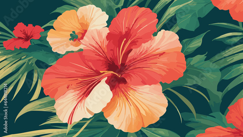 Wallpaper Mural Beauty of nature with a colorful hibiscus pattern. Torontodigital.ca