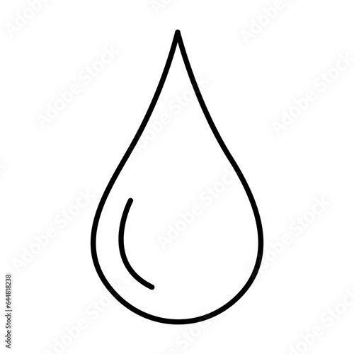 Drop of pure spring water isolated on white. Healthy eating. Food and drinks pictogram symbol. Simple thin line black and white vector icon