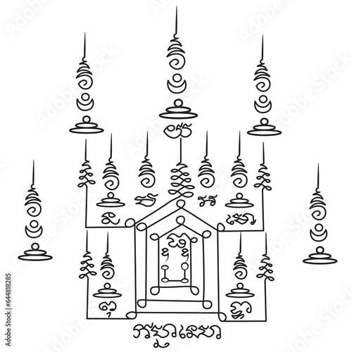 Thai talisman traditional tattoo,Sak Yan talisman traditional Thai tattoo.It's antique pattern. Have the various power and protection