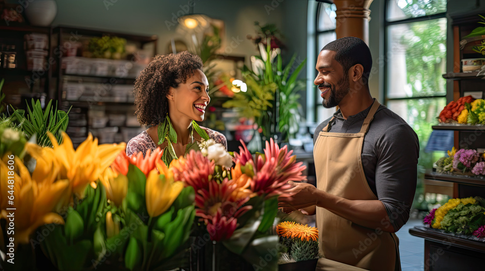  florist as he passionately works in his flower shop