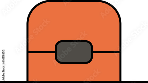 Hat Icon In Orange And Gray Color.
