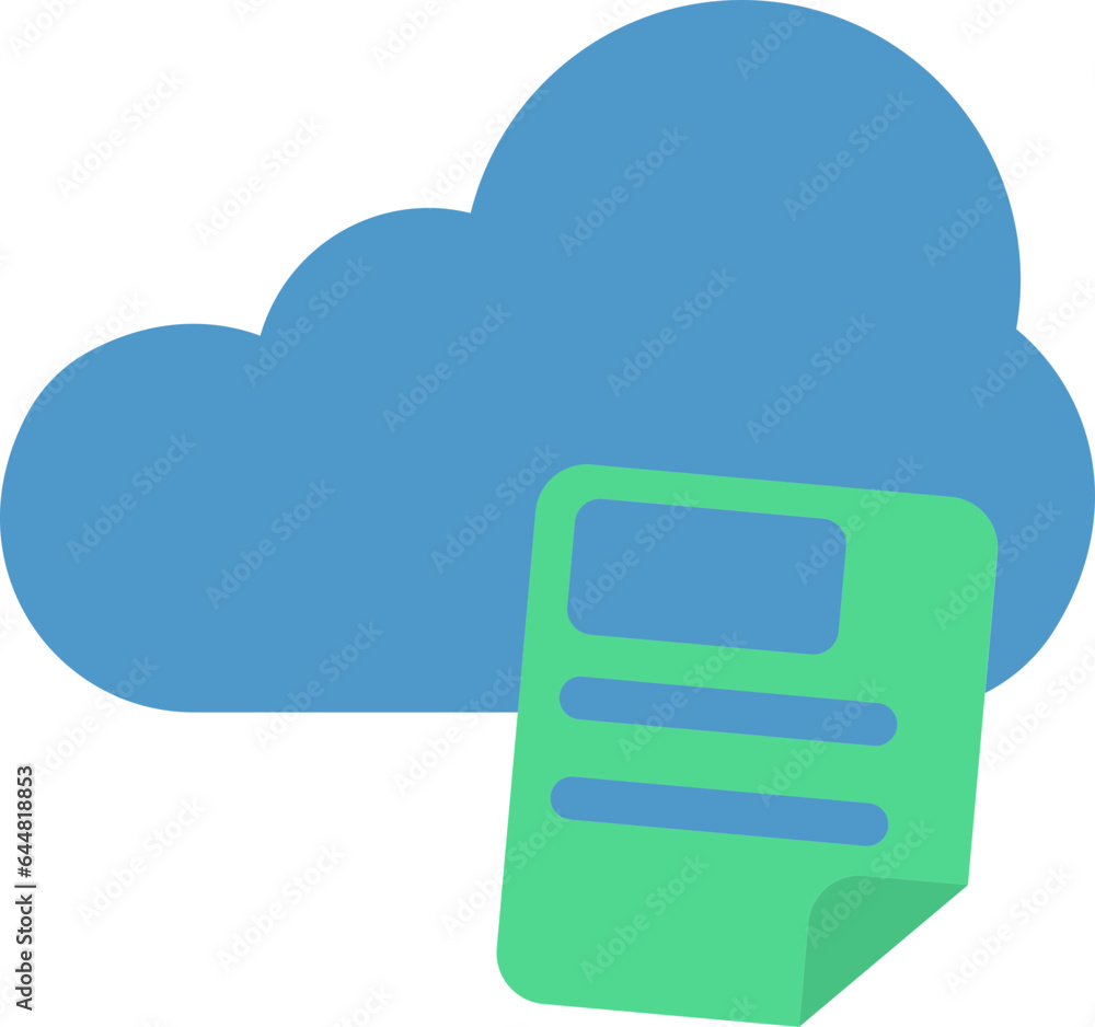 Cloud With Paper Icon In Blue And Green Color. Cloud With Paper Icon In Blue And Green Color.