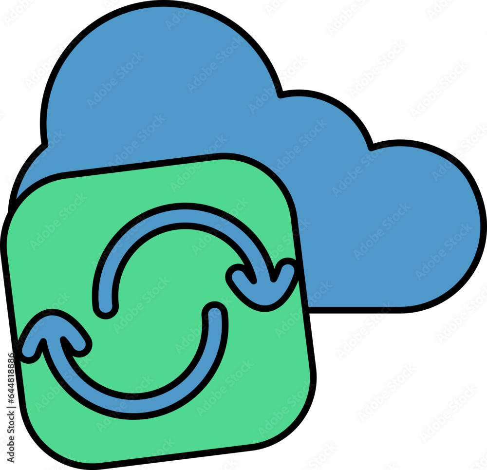 Cloud Sync Icon In Blue And Green Color. Cloud Sync Icon In Blue And Green Color.