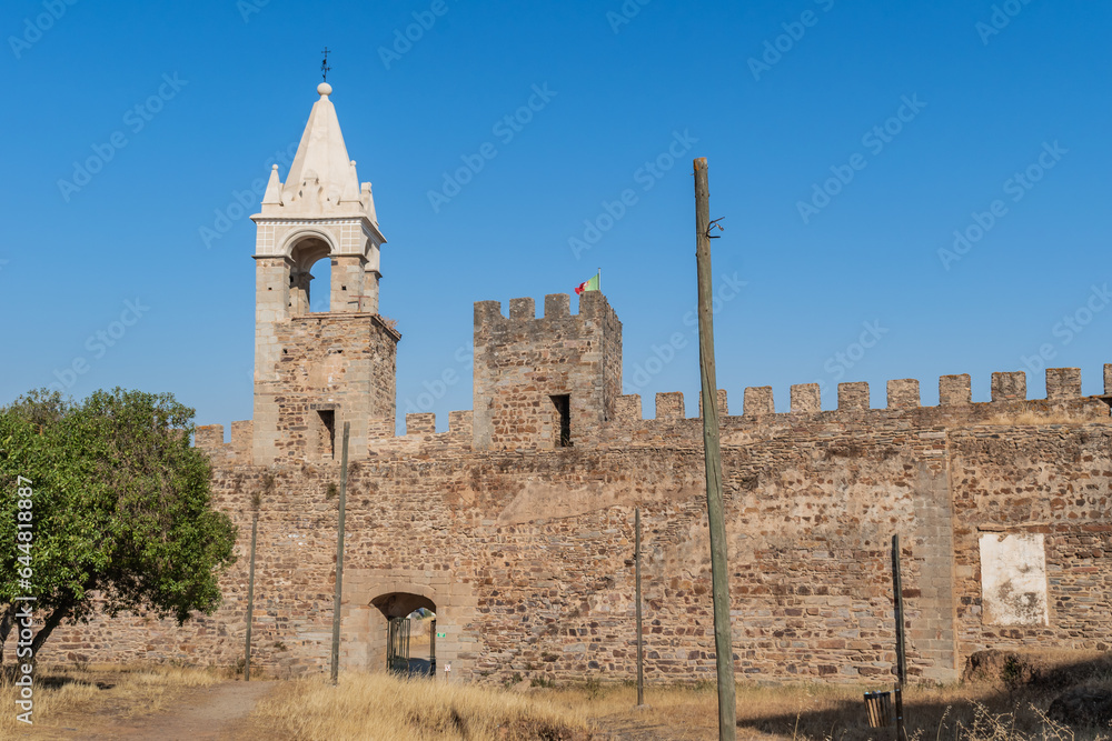 Towers and stone wall of Mourão castle, Alentejo PORTUGAL
