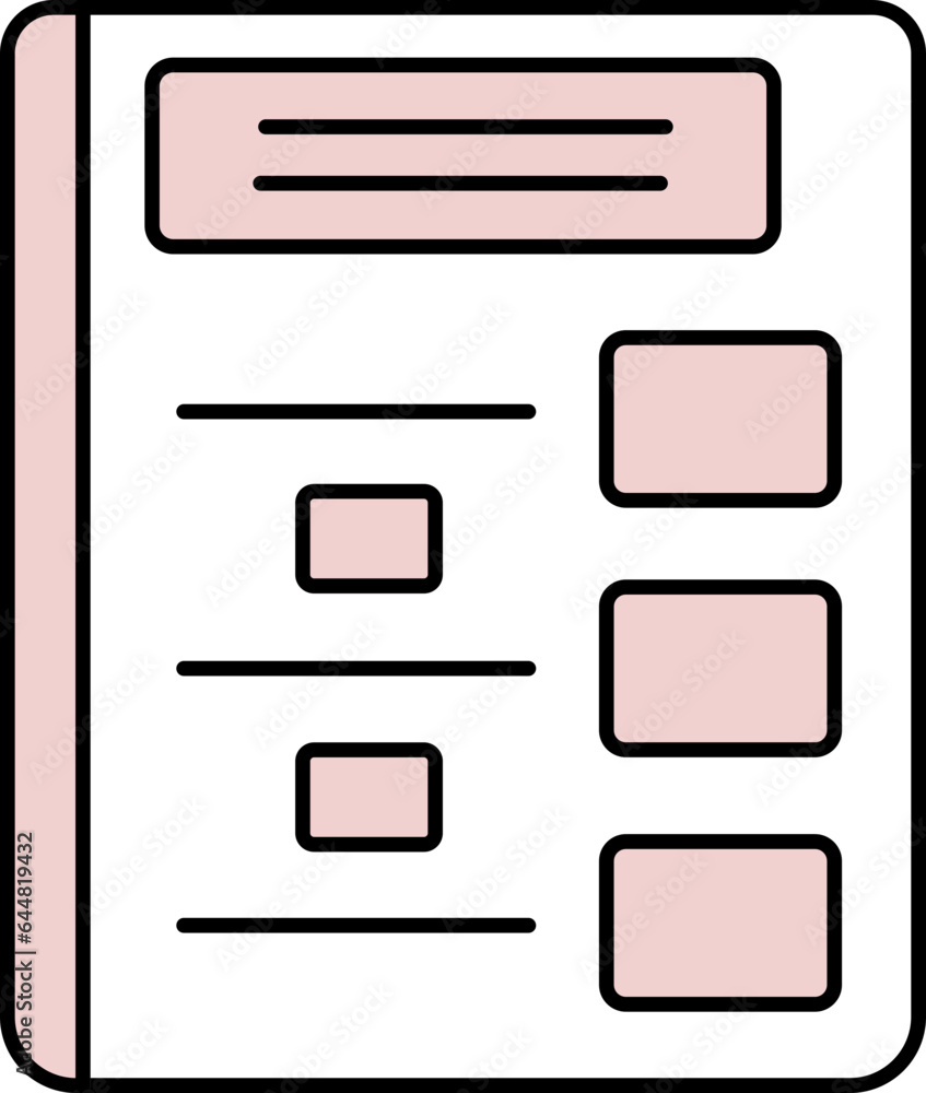 Pink And White Document Paper Icon Or Symbol. Pink And White Document Paper Icon Or Symbol.