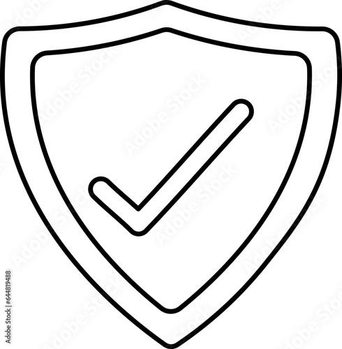 Black Outline Approved Shield Icon Or Symbol.