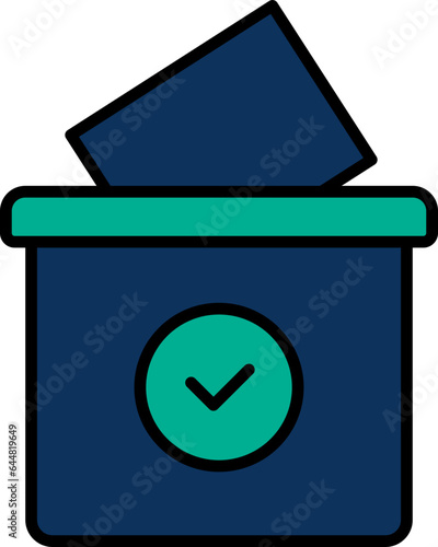 Ballot Box Icon Or Symbol In Blue And Green Color.