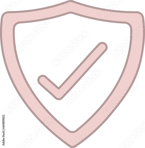 Isolated Approved Shield Icon In Pink And White Color.