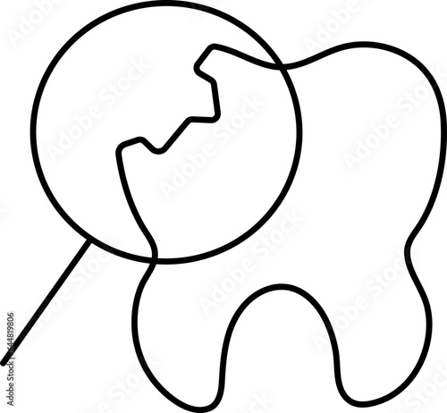 Broken Teeth Search Icon In Black Line Art.
