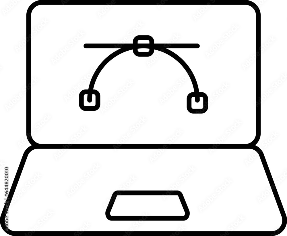Line Art Pen Tool In Laptop Screen Icon. Line Art Pen Tool In Laptop Screen Icon.