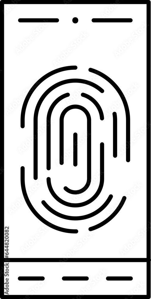 Fingerprint Password In Smartphone Screen Line Art Icon. Fingerprint Password In Smartphone Screen Line Art Icon.