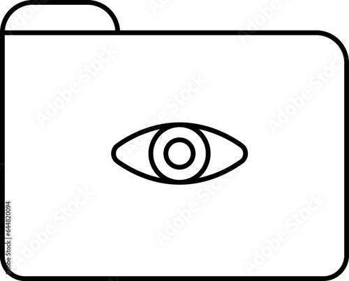 Eye Symbol On File Folder Linear Icon In Flat Style.