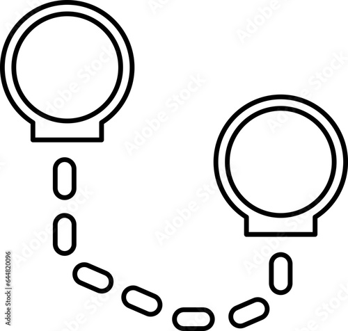 Black Line Art Handcuffs Icon Or Symbol.