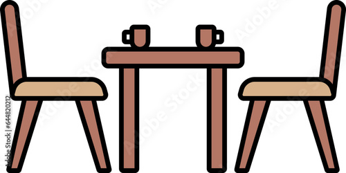 Dinner Table Icon In Brown Color.