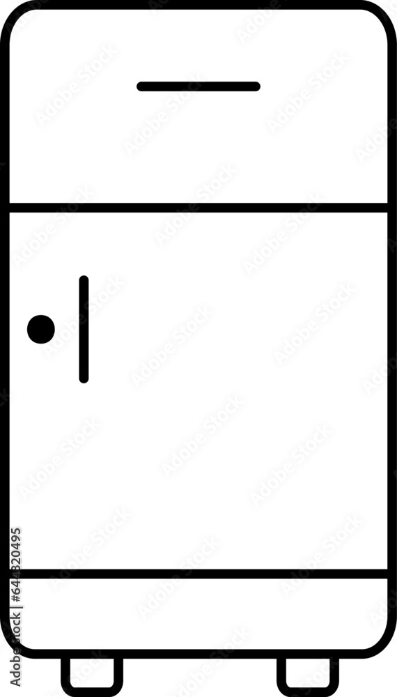 Fridge Icon In Black Line Art. Fridge Icon In Black Line Art.