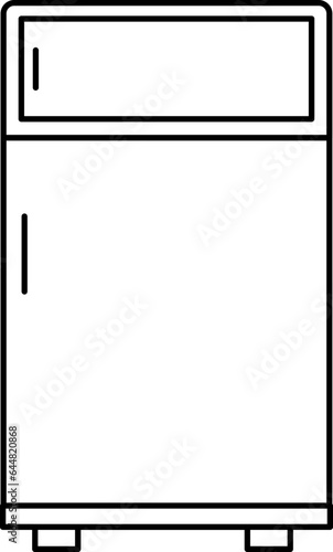 Fridge Icon In Black Line Art.