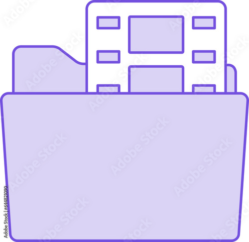Video Folder Icon In Purple And White Color.