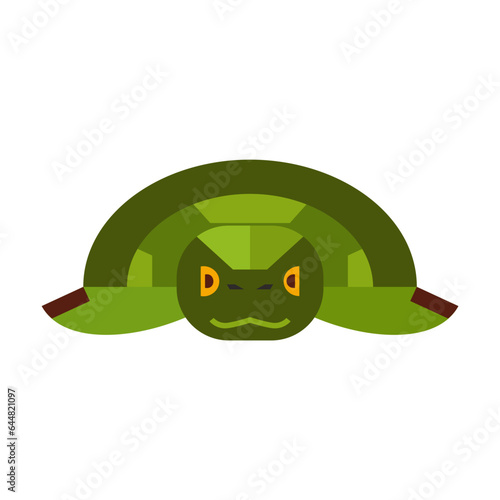 Green sea turtle front view. Multicolored flat vector icon representing toys or characters concept isolated on white background