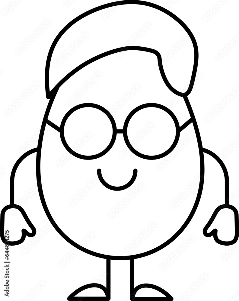 Cartoon Egg Wearing Sunglasses Icon In Linear Style. Cartoon Egg Wearing Sunglasses Icon In Linear Style.