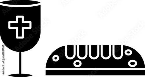 Glyph Style Goblet And Bread Icon.