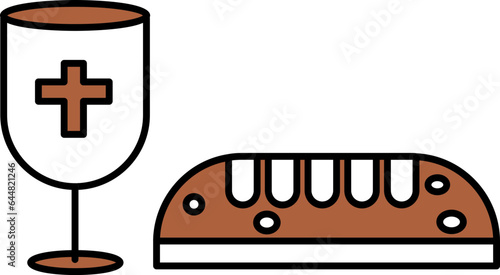 Brown And White Goblet And Bread Icon.