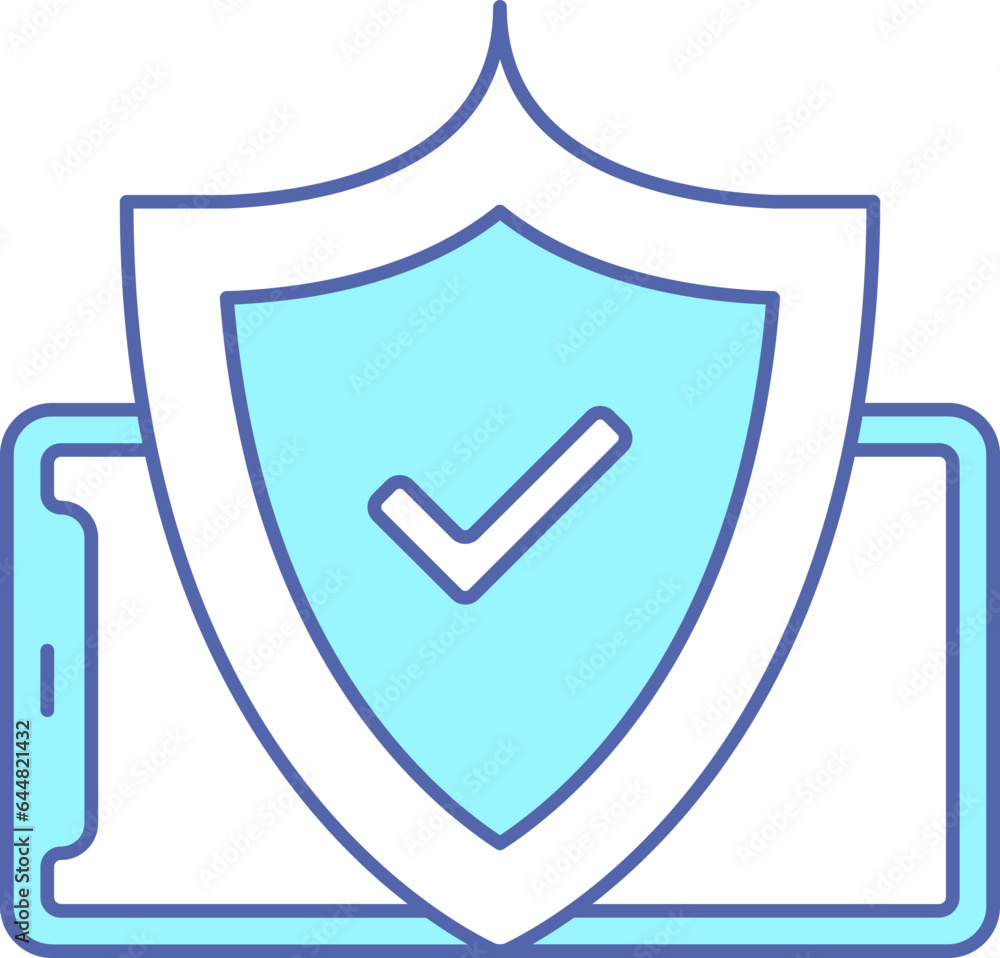 Approve Mobile Security Icon In Blue And White Color. Approve Mobile Security Icon In Blue And White Color.