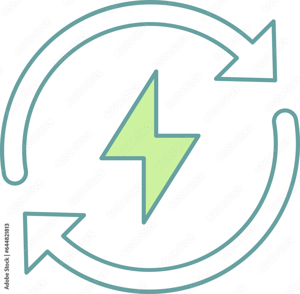 Renewable Energy Icon In Green And White Color. Renewable Energy Icon In Green And White Color.