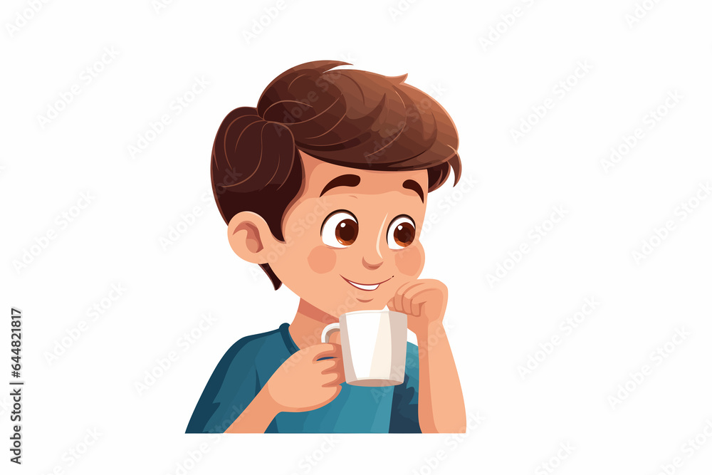 kid drinking coffee vector flat minimalistic isolated illustration kid drinking coffee vector flat minimalistic isolated illustration